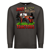 Smoke just a boy who loves tractors red tractor Premium Sweatshirt - BarkalooDesign