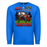 True Royal just a boy who loves tractors red tractor Premium Sweatshirt - BarkalooDesign