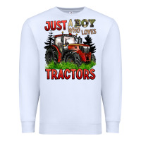 White just a boy who loves tractors red tractor Premium Sweatshirt - BarkalooDesign