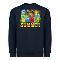 Navy Hello Summer Heavyweight Sweatshirt - CowhideDigitalArt