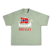 Oil Green boat norwegian flag norway viking ship norway Urban Heavy Tee - FloraArt