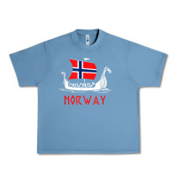 Pebble Blue boat norwegian flag norway viking ship norway Urban Heavy Tee - FloraArt