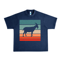 Navy goat goats retro style vintage 140 goat lover Urban Heavy Tee - ArtMosaic