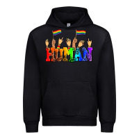Black human with hands and pride flags Urban Hoodie - AdoDesignShop