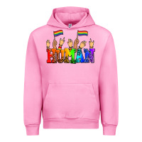 Fuchsia Pink human with hands and pride flags Urban Hoodie - AdoDesignShop