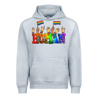 Heather Grey human with hands and pride flags Urban Hoodie - AdoDesignShop