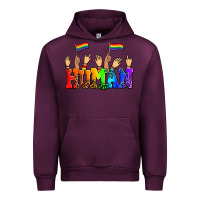 Mauve Wine human with hands and pride flags Urban Hoodie - AdoDesignShop