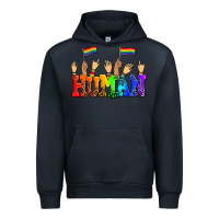 Navy human with hands and pride flags Urban Hoodie - AdoDesignShop