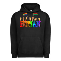 Pigment Black human with hands and pride flags Urban Hoodie - AdoDesignShop