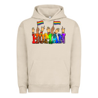 Pigment French Oak human with hands and pride flags Urban Hoodie - AdoDesignShop