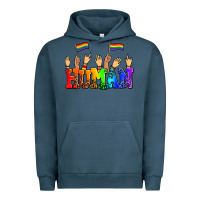 Pigment Midnight Navy human with hands and pride flags Urban Hoodie - AdoDesignShop