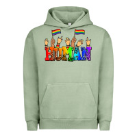 Pigment Oil Green human with hands and pride flags Urban Hoodie - AdoDesignShop