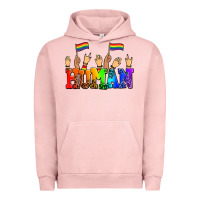 Pigment Salmon human with hands and pride flags Urban Hoodie - AdoDesignShop