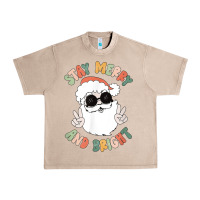 French Oak funny groovy stay merry and bright christmas santa claus t shirt Urban Heavy Tee - ArtMosaic