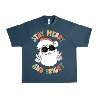 Midnight Navy funny groovy stay merry and bright christmas santa claus t shirt Urban Heavy Tee - ArtMosaic