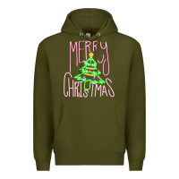 Army Green Merry Neon Christmas Premium Hoodie - CowhideDigitalArt