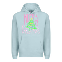 Blue Mist Merry Neon Christmas Premium Hoodie - CowhideDigitalArt