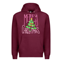 Burgundy Merry Neon Christmas Premium Hoodie - CowhideDigitalArt
