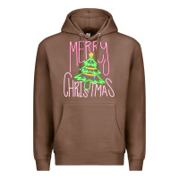 Chestnut Merry Neon Christmas Premium Hoodie - CowhideDigitalArt