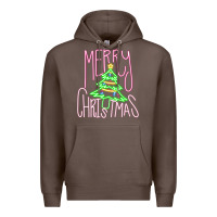 Coffee Merry Neon Christmas Premium Hoodie - CowhideDigitalArt
