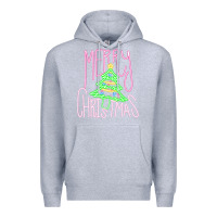 Heather Grey Merry Neon Christmas Premium Hoodie - CowhideDigitalArt