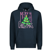 Navy Merry Neon Christmas Premium Hoodie - CowhideDigitalArt