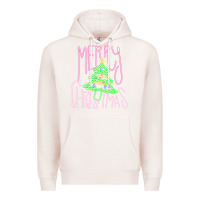 Pale Pink Merry Neon Christmas Premium Hoodie - CowhideDigitalArt