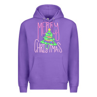 Purple Merry Neon Christmas Premium Hoodie - CowhideDigitalArt