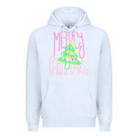 White Merry Neon Christmas Premium Hoodie - CowhideDigitalArt