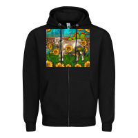 Black Western Charolais Bull With Sunflowers Zipper Hoodie - LillyAllenDesigns
