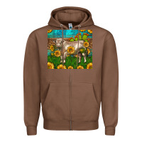 Chestnut Western Charolais Bull With Sunflowers Zipper Hoodie - LillyAllenDesigns