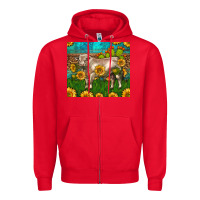 Red Western Charolais Bull With Sunflowers Zipper Hoodie - LillyAllenDesigns