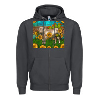 Smoke Western Charolais Bull With Sunflowers Zipper Hoodie - LillyAllenDesigns