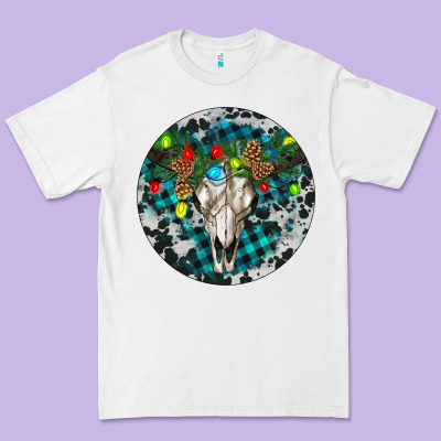 Bull Skull Christmas Premium Tee Designed By Ranaportraitstore