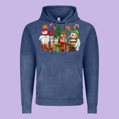 Christmas Polar Bear Reindeer And Snowman Coffee C Vintage Hoodie Designed By Cowgirlartshop