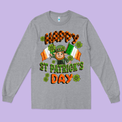 Happy St Patricks Day Long Sleeve Tee Designed By Cowgirlartshop