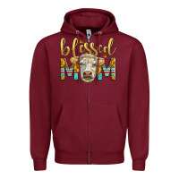 Burgundy Western Blessed Mom Charolais Bull Zipper Hoodie - LillyAllenDesigns