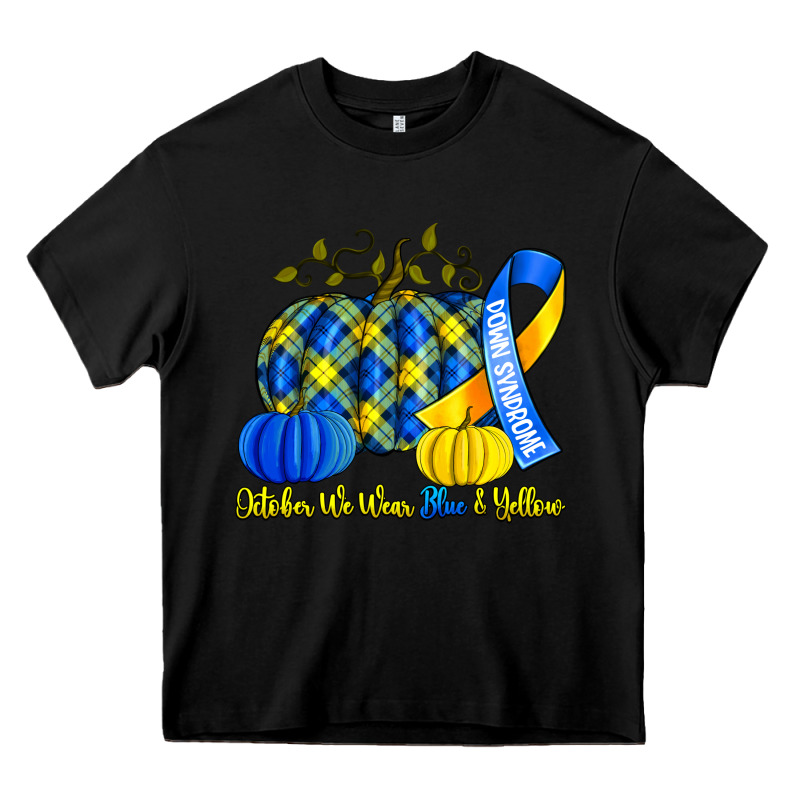 October We Wear Blue And Yellow With Pumpkins Heavy Core Tee by Artiststas | Teevron