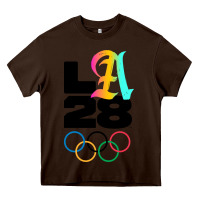 Chocolate Brown 2028 summer olympics Heavy Core Tee - FloraArt