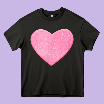 Valentines Pink Heart Heavy Core Tee Designed By Floraart