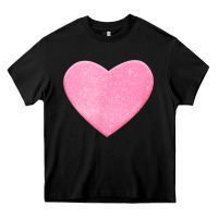 Black Valentines Pink Heart Heavy Core Tee - FloraArt