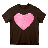 Chocolate Brown Valentines Pink Heart Heavy Core Tee - FloraArt