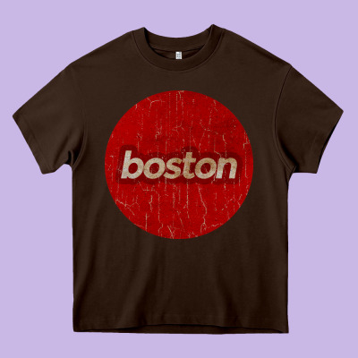 Boston   Simple Red Circle Vintage Heavy Core Tee Designed By Floraart