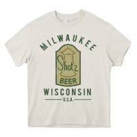 Cream shotz beer worn Heavy Core Tee - FloraArt
