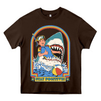 Chocolate Brown Stay Positive Classic Heavy Core Tee - FloraArt