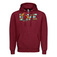 Burgundy love rooster head Zipper Hoodie - LillyAllenDesigns