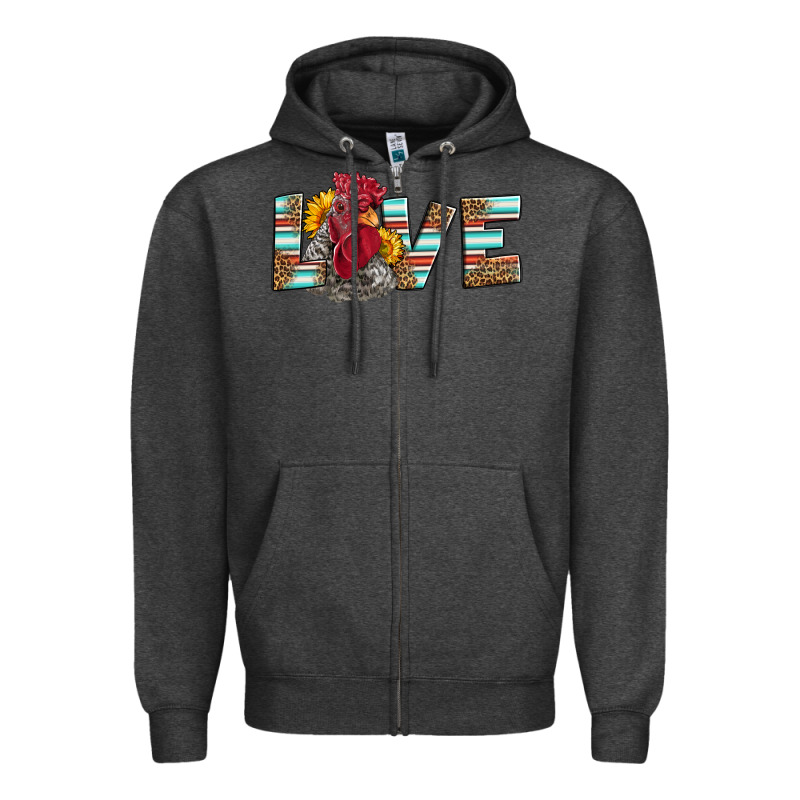 Love Rooster Head Zipper Hoodie by LillyAllenDesigns | Teevron