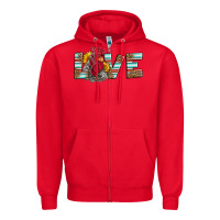 Red love rooster head Zipper Hoodie - LillyAllenDesigns