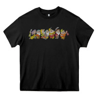 Black Snow White And The Seven Dwarfs Marching In Line Heavy Core Tee - FloraArt