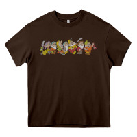 Chocolate Brown Snow White And The Seven Dwarfs Marching In Line Heavy Core Tee - FloraArt